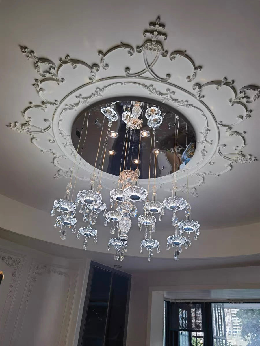 French Romantic Candle Crystal Chandelier White Modern Art Creative Pendant Light For Living Room/Dining Room/Bedroom-MEET LIGHTING