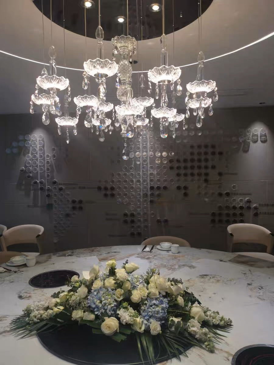 French Romantic Candle Crystal Chandelier White Modern Art Creative Pendant Light For Living Room/Dining Room/Bedroom-MEET LIGHTING