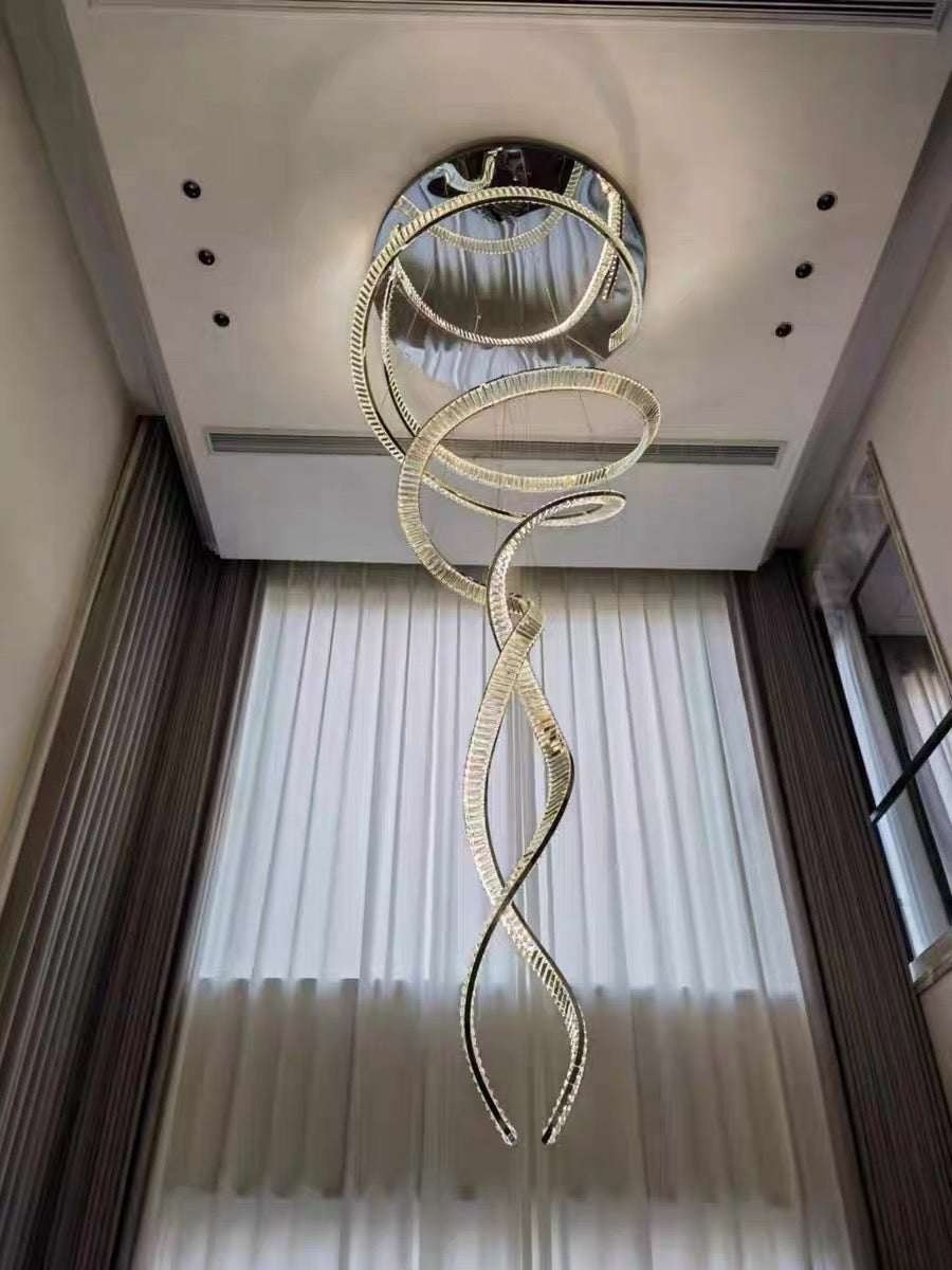 Designer Foyer Living Room Ceiling Light Fixture Stylish Spiral Crystal Chandelier for Hotel Entrance-MEET LIGHTING
