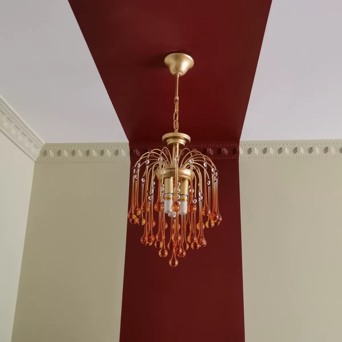 French Style Bedroom Small Creative Chandelier Vintage Romantic Warm Vibe Amber Waterdrop Light Fixture for Restaurant Dining Room Kids Room-MEET LIGHTING