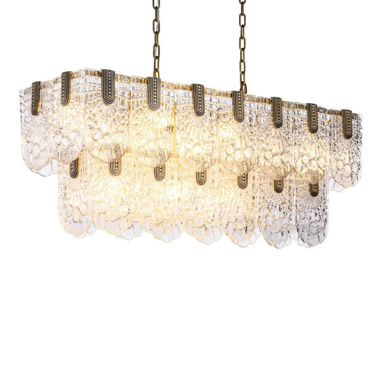 Jacques Brass Crystal Rectangle Chandelier-Meet Lighting