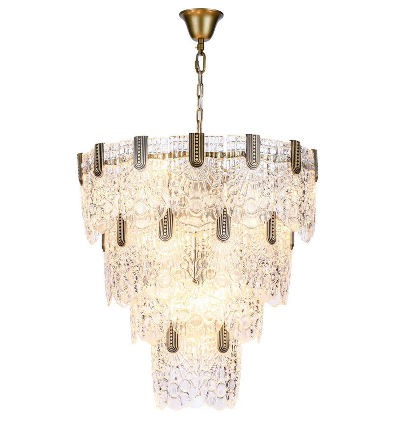 Jacques Brass Crystal Round Chandelier-Meet Lighting