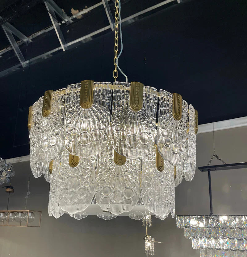 Jacques Brass Crystal Round Chandelier-Meet Lighting