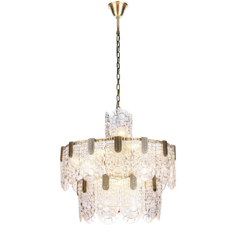 Jacques Brass Crystal Round Chandelier-MEET LIGHTING