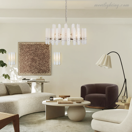 Juliet Bonnington Alabaster Large Chandelier-Meet Lighting