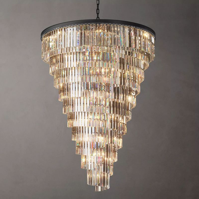 Kelly  Multi -layer spiral Crystal Round Chandelier 36"48" chandeliers for dining room,chandeliers for stairways,chandeliers for foyer,chandeliers for bedrooms,chandeliers for kitchen,chandeliers for living room Rbrights 48"D  
