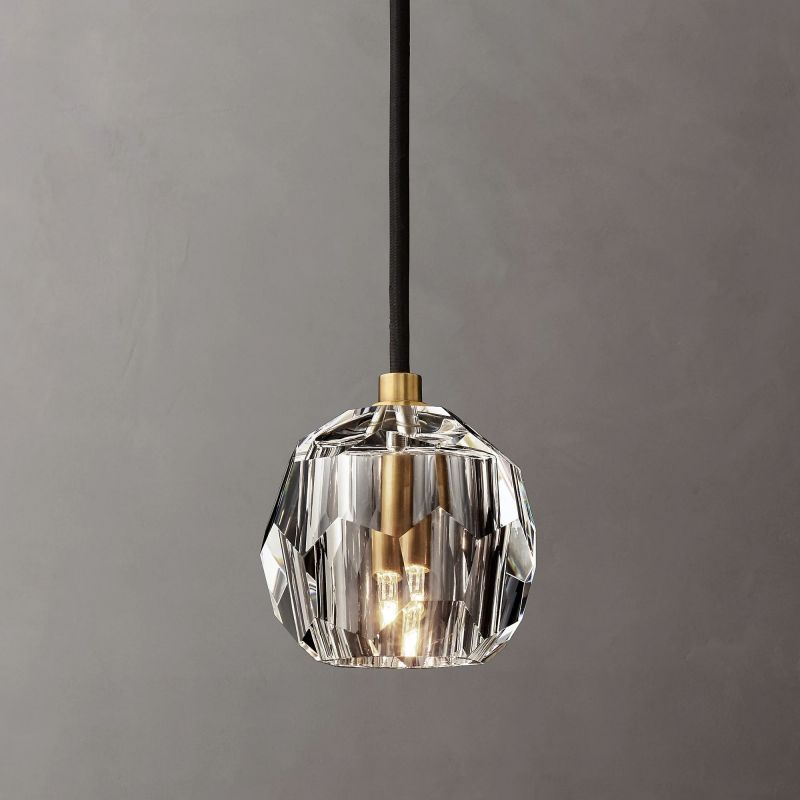 Kristal Glass Cord Pendant chandeliers for dining room,chandeliers for stairways,chandeliers for foyer,chandeliers for bedrooms,chandeliers for kitchen,chandeliers for living room Rbrights Lacquered Burnished Brass Clear 