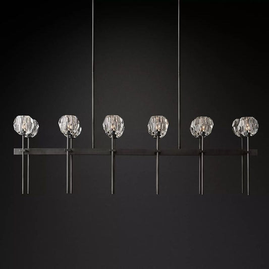 Kristal Glass Double Linear Chandelier 60" chandeliers for dining room,chandeliers for stairways,chandeliers for foyer,chandeliers for bedrooms,chandeliers for kitchen,chandeliers for living room Rbrights Matte Black Clear 