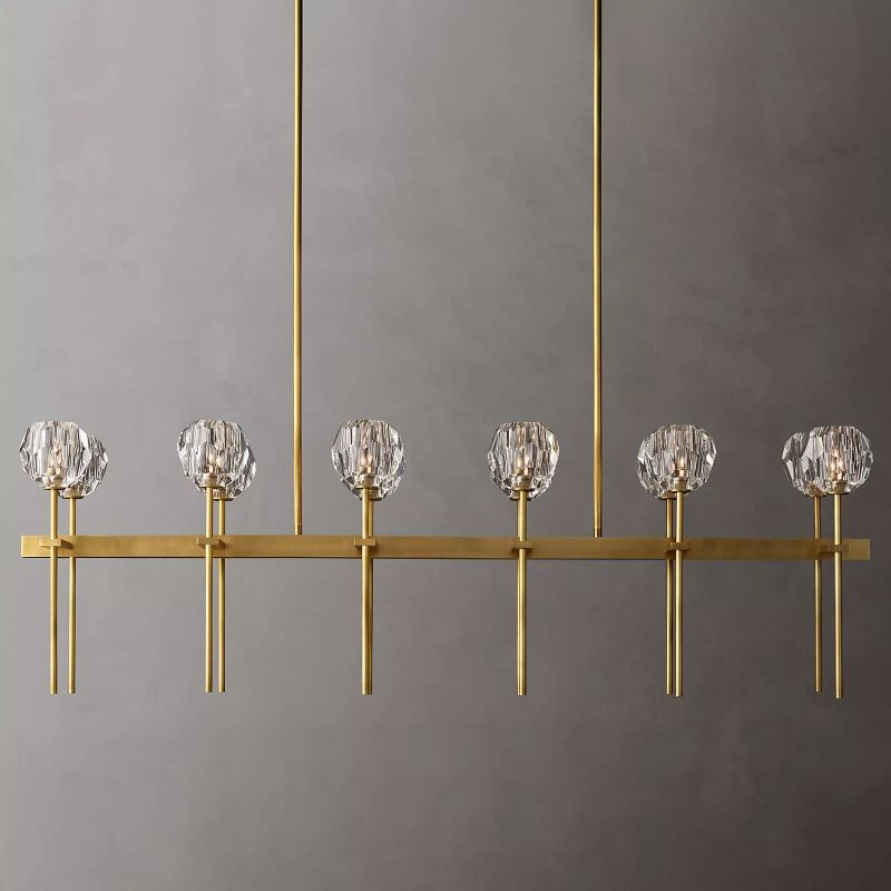 Kristal Clear Glass Double Linear Chandelier 60" chandeliers for dining room,chandeliers for stairways,chandeliers for foyer,chandeliers for bedrooms,chandeliers for kitchen,chandeliers for living room Rbrights Lacquered Burnished Brass  