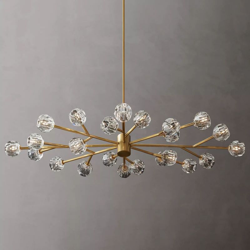 Kristal Clear Glass Oval Chandelier 72" chandeliers for dining room,chandeliers for stairways,chandeliers for foyer,chandeliers for bedrooms,chandeliers for kitchen,chandeliers for living room Rbrights Lacquered Burnished Brass  