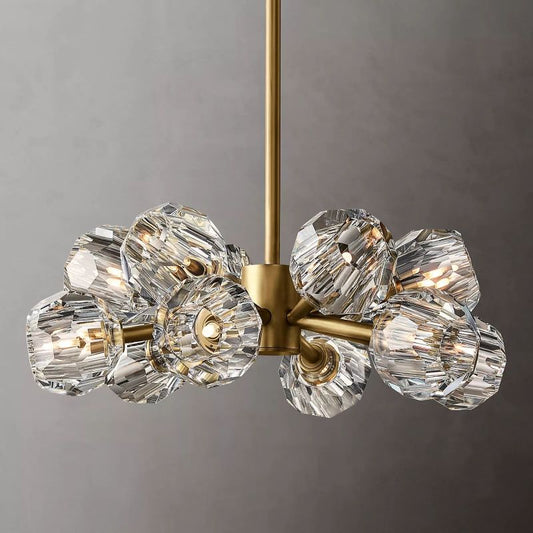 Kristal Clear Glass Round Chandelier 24" chandeliers for dining room,chandeliers for stairways,chandeliers for foyer,chandeliers for bedrooms,chandeliers for kitchen,chandeliers for living room Rbrights Lacquered Burnished Brass  
