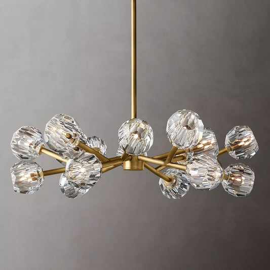 Kristal Clear Glass Round Chandelier 36" chandeliers for dining room,chandeliers for stairways,chandeliers for foyer,chandeliers for bedrooms,chandeliers for kitchen,chandeliers for living room Rbrights Lacquered Burnished Brass  