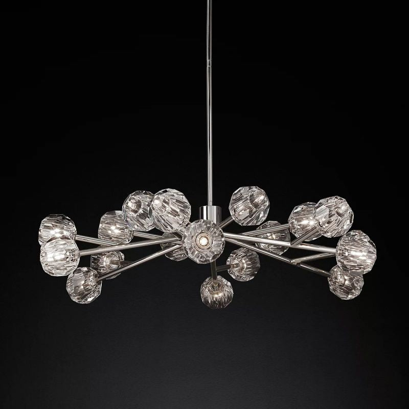 Kristal Clear Glass Round Chandelier 48" chandeliers for dining room,chandeliers for stairways,chandeliers for foyer,chandeliers for bedrooms,chandeliers for kitchen,chandeliers for living room Rbrights Polished Nickel  