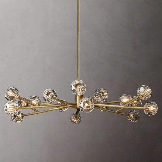 Kristal Clear Glass Round Chandelier 60" chandeliers for dining room,chandeliers for stairways,chandeliers for foyer,chandeliers for bedrooms,chandeliers for kitchen,chandeliers for living room Rbrights Lacquered Burnished Brass  
