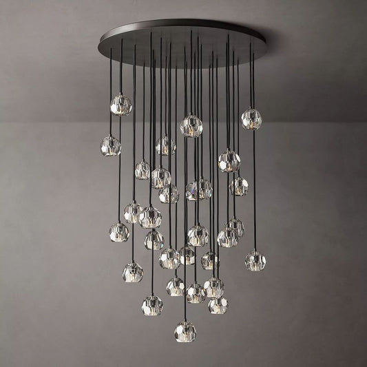 Kristal Glass Round Cluster Chandelier 40" chandeliers for dining room,chandeliers for stairways,chandeliers for foyer,chandeliers for bedrooms,chandeliers for kitchen,chandeliers for living room Rbrights Matte Black Clear 