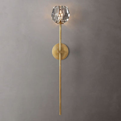 Kristal Glass Wall Lamp (long) chandeliers for dining room,chandeliers for stairways,chandeliers for foyer,chandeliers for bedrooms,chandeliers for kitchen,chandeliers for living room Rbrights Lacquered Burnished Brass Clear 