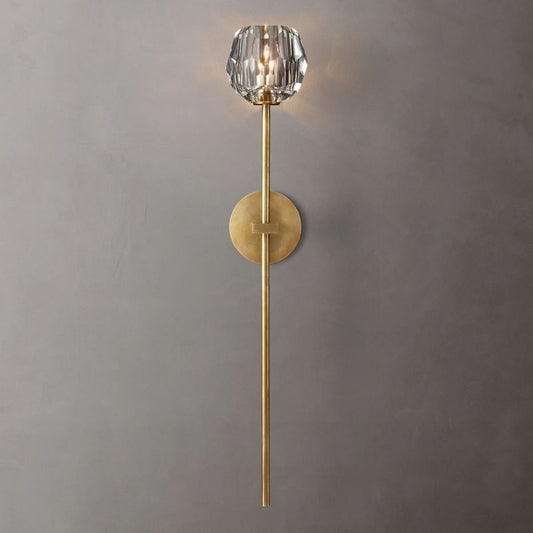 Kristal Glass Wall Lamp (long) chandeliers for dining room,chandeliers for stairways,chandeliers for foyer,chandeliers for bedrooms,chandeliers for kitchen,chandeliers for living room Rbrights Lacquered Burnished Brass Clear 