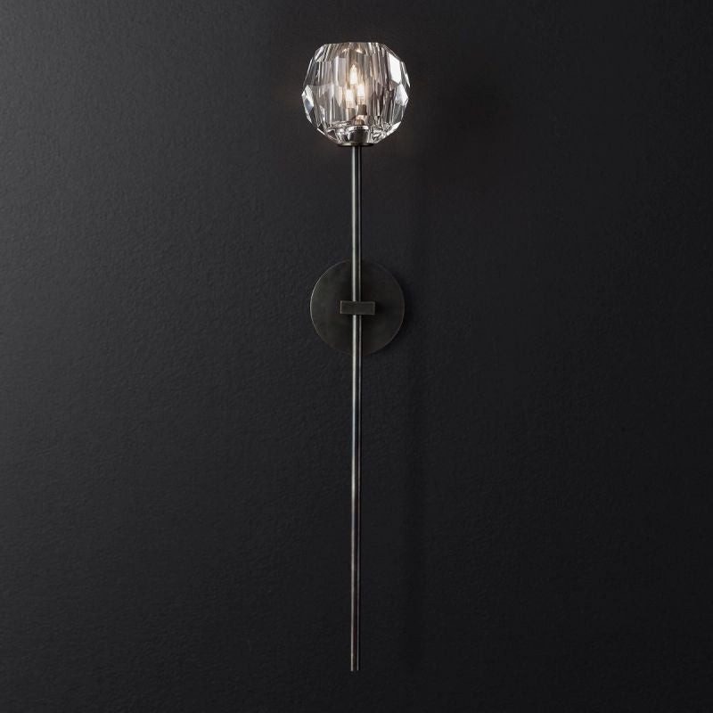 Kristal Glass Wall Lamp (long) chandeliers for dining room,chandeliers for stairways,chandeliers for foyer,chandeliers for bedrooms,chandeliers for kitchen,chandeliers for living room Rbrights Matte Black Clear 