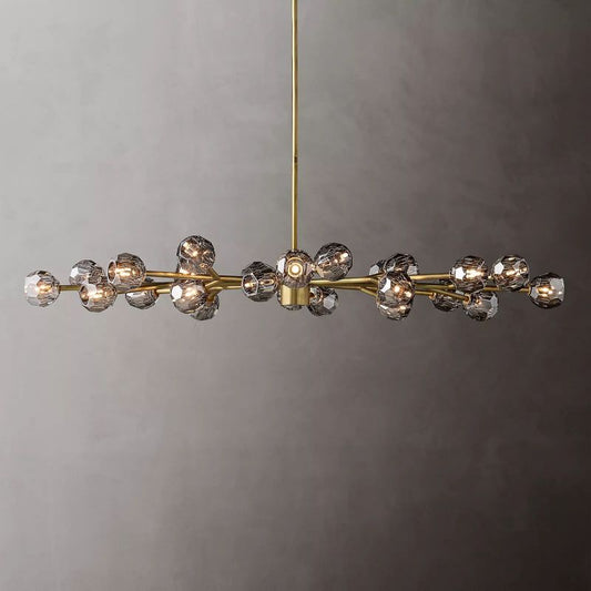Kristal Smoke Glass Oval Chandelier 72" chandeliers for dining room,chandeliers for stairways,chandeliers for foyer,chandeliers for bedrooms,chandeliers for kitchen,chandeliers for living room Rbrights Lacquered Burnished Brass  