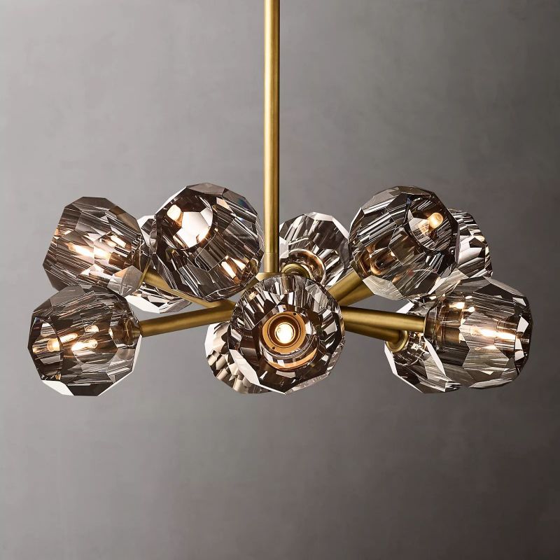 Kristal Smoke Glass Round Chandelier 24" chandeliers for dining room,chandeliers for stairways,chandeliers for foyer,chandeliers for bedrooms,chandeliers for kitchen,chandeliers for living room Rbrights   
