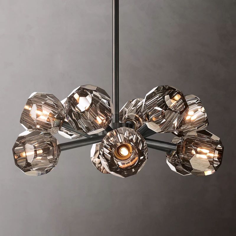 Kristal Smoke Glass Round Chandelier 24" chandeliers for dining room,chandeliers for stairways,chandeliers for foyer,chandeliers for bedrooms,chandeliers for kitchen,chandeliers for living room Rbrights   