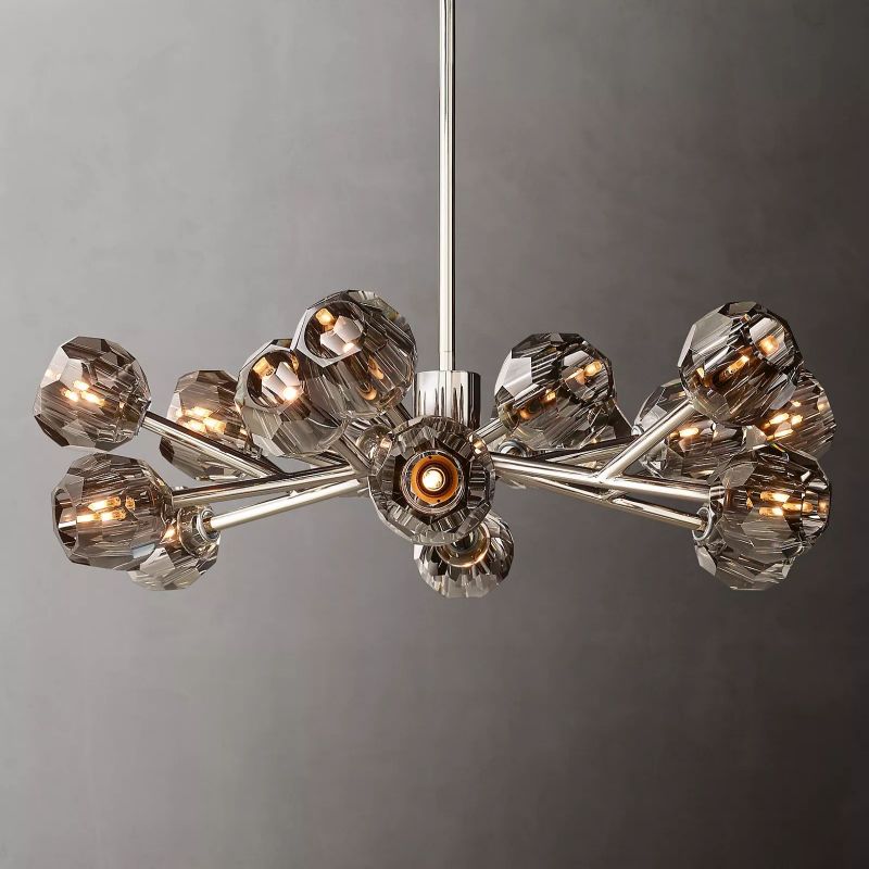 Kristal Smoke Glass Round Chandelier 36" chandeliers for dining room,chandeliers for stairways,chandeliers for foyer,chandeliers for bedrooms,chandeliers for kitchen,chandeliers for living room Rbrights   