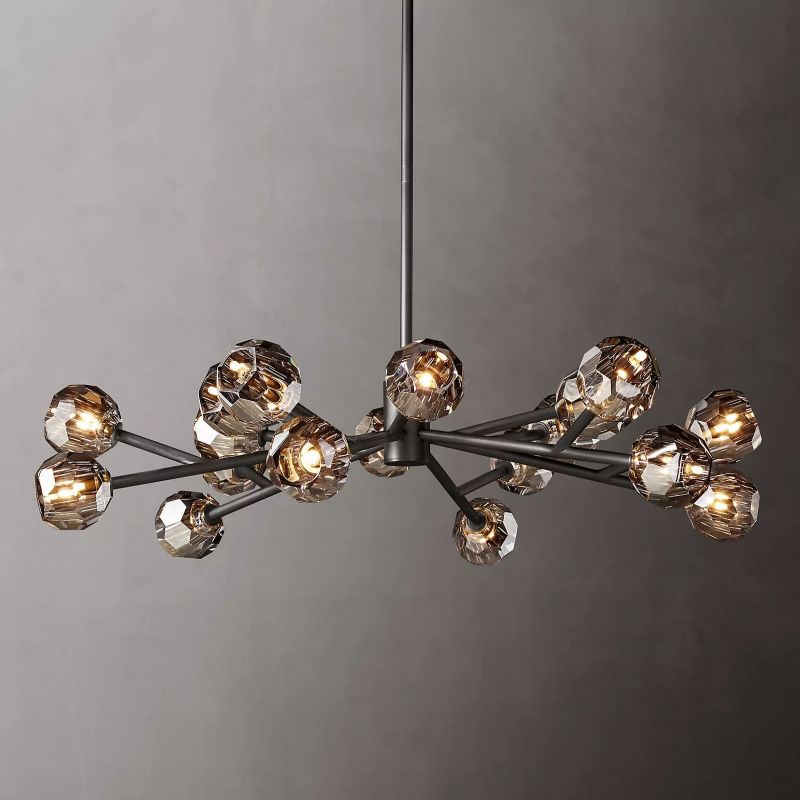 Kristal Smoke Glass Round Chandelier 48" chandeliers for dining room,chandeliers for stairways,chandeliers for foyer,chandeliers for bedrooms,chandeliers for kitchen,chandeliers for living room Rbrights   