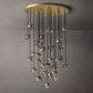 Kristal Glass Round Cluster Chandelier 40" chandeliers for dining room,chandeliers for stairways,chandeliers for foyer,chandeliers for bedrooms,chandeliers for kitchen,chandeliers for living room Rbrights Lacquered Burnished Brass Smoke 