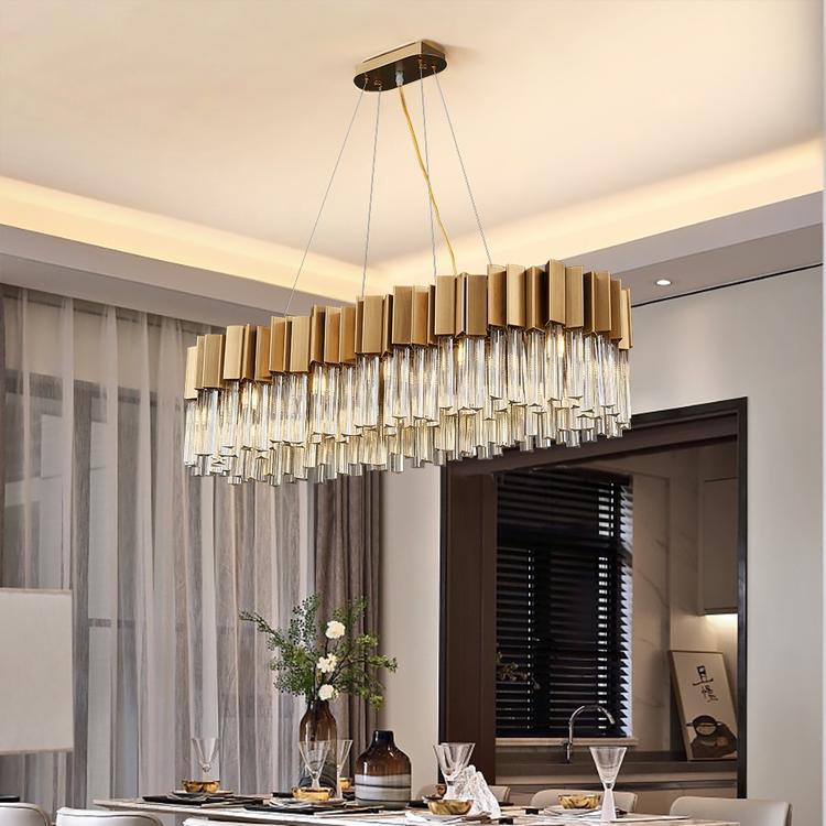 Kubica Oval Crystal Chandelier-MEET LIGHTING