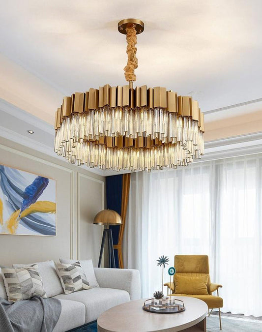 Kubica Round Crystal Chandelier-Meet Lighting