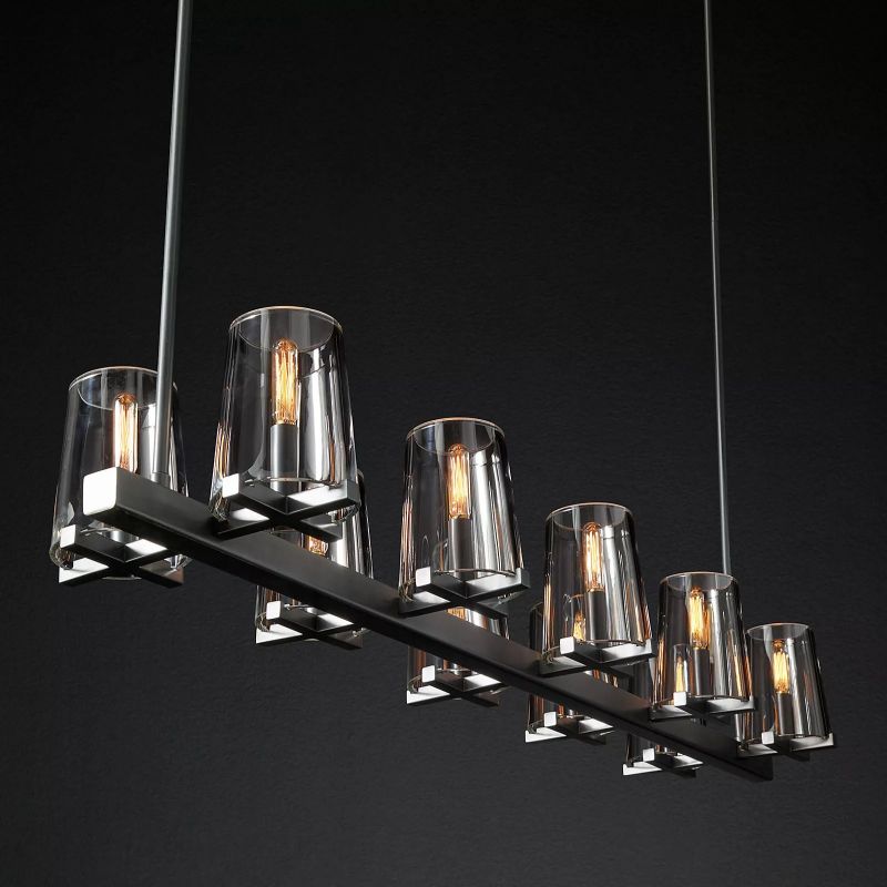 Kuseau Glass Linear Chandelier 49"-Meet Lighting