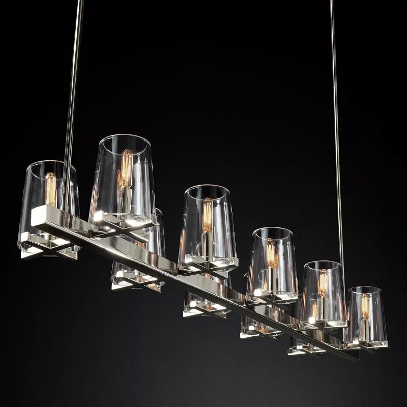 Kuseau Glass Linear Chandelier 49"-Meet Lighting