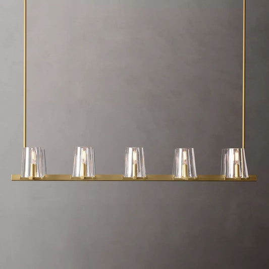 Kuseau Glass Linear Chandelier 49" chandeliers for dining room,chandeliers for stairways,chandeliers for foyer,chandeliers for bedrooms,chandeliers for kitchen,chandeliers for living room Rbrights Lacquered Burnished Brass  