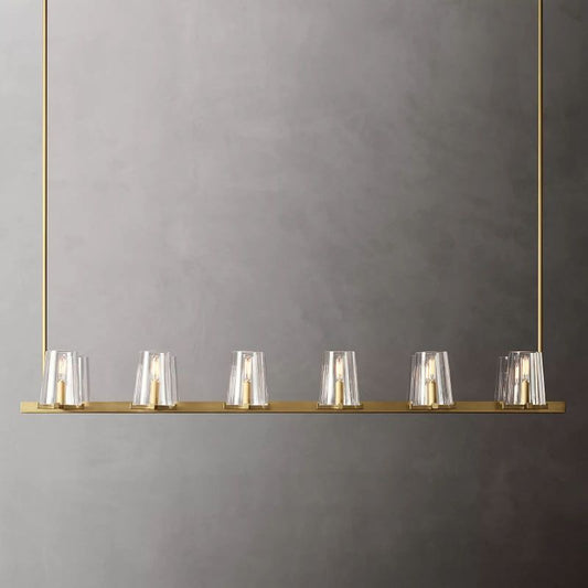 Kuseau Glass Linear Chandelier 60" chandeliers for dining room,chandeliers for stairways,chandeliers for foyer,chandeliers for bedrooms,chandeliers for kitchen,chandeliers for living room Rbrights Lacquered Burnished Brass  