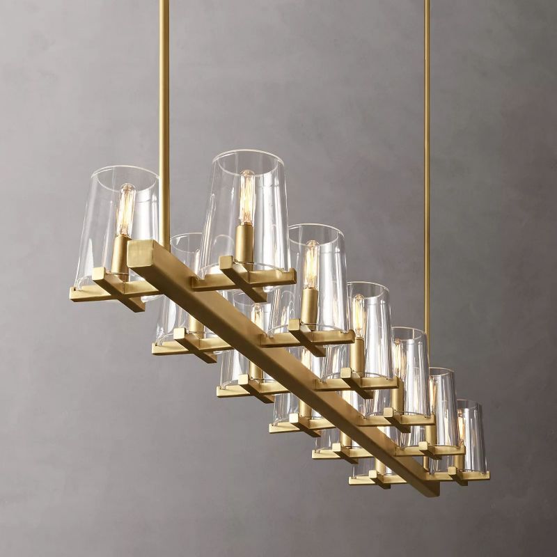 Kuseau Glass Linear Chandelier 60" chandeliers for dining room,chandeliers for stairways,chandeliers for foyer,chandeliers for bedrooms,chandeliers for kitchen,chandeliers for living room Rbrights   