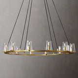 Kuseau Glass Round Chandelier 48" chandeliers for dining room,chandeliers for stairways,chandeliers for foyer,chandeliers for bedrooms,chandeliers for kitchen,chandeliers for living room Rbrights Lacquered Burnished Brass  