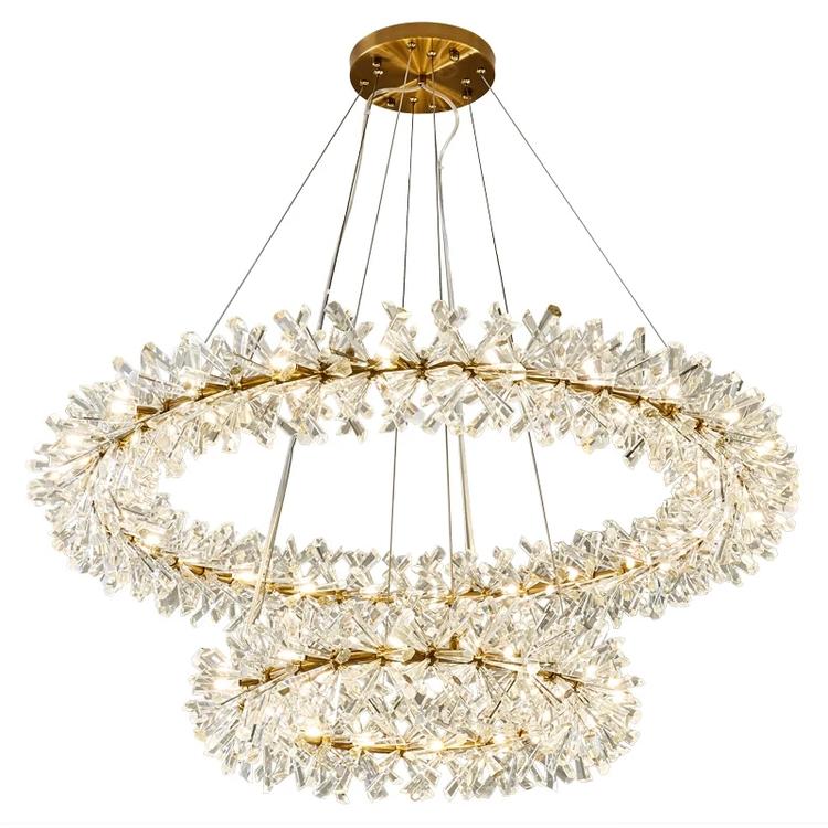 Kylia 2 Tier Ring Crystal Chandelier 72”-Meet Lighting