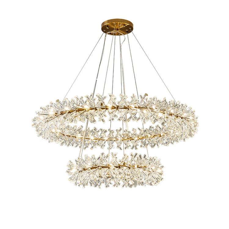 Kylia 2 Tier Ring Crystal Chandelier 72”-Meet Lighting