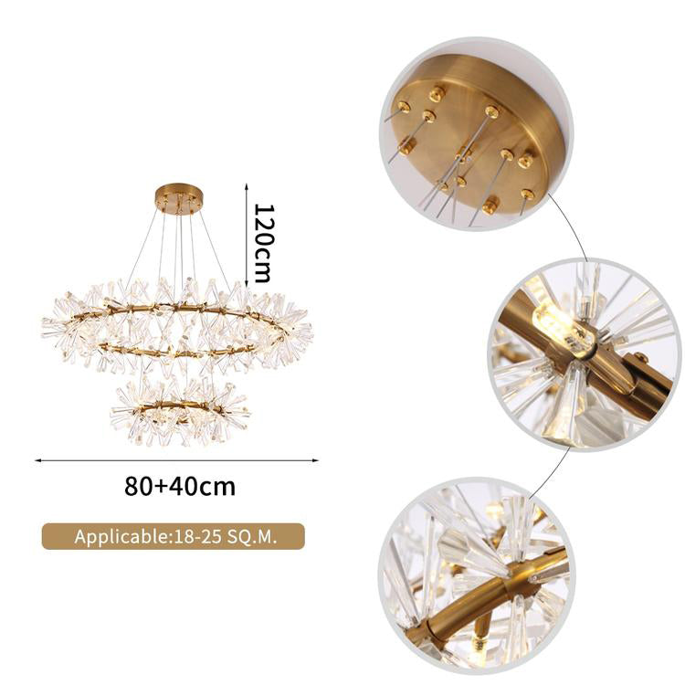 Kylia 2 Tier Ring Crystal Chandelier 72”-Meet Lighting