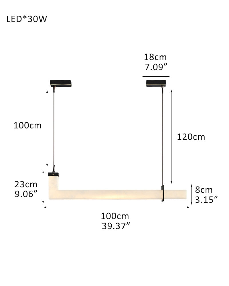 Up & Down Lighting LED Long Brown Leather Alabaster Linear Pendant Lights 39in 47in | Bronze