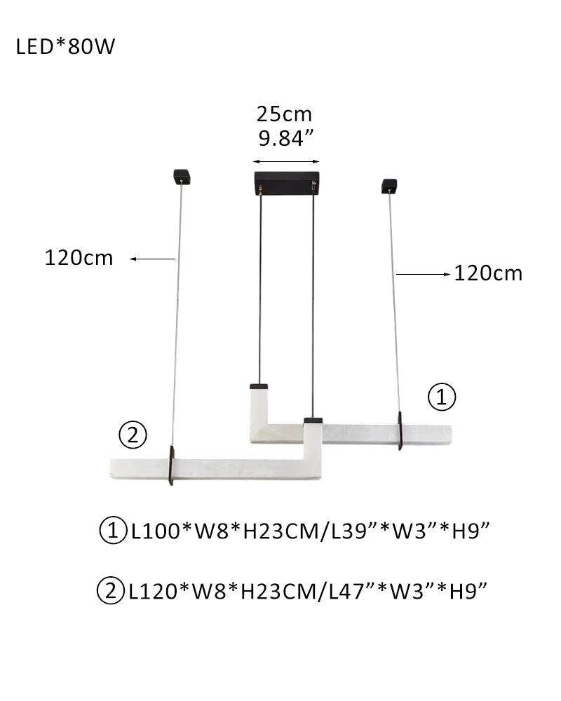 Up & Down Lighting LED Long Brown Leather Alabaster Linear Pendant Lights 39in 47in | Bronze