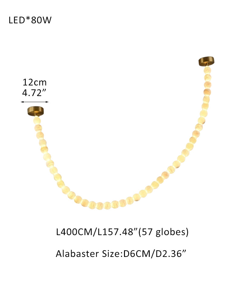 Modern LED Natural Alabaster Globes Beads Hanging Chandelier Indoor Lighting Fixture by Meetlighting