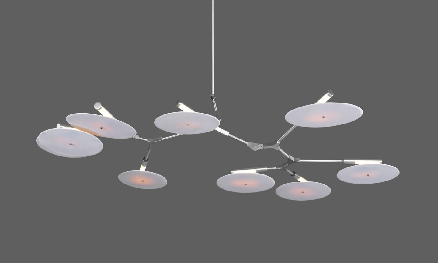 9-light Branching Disc Custom Made Flush mount -- Brushed Brass / Porcelain by Meetlighting