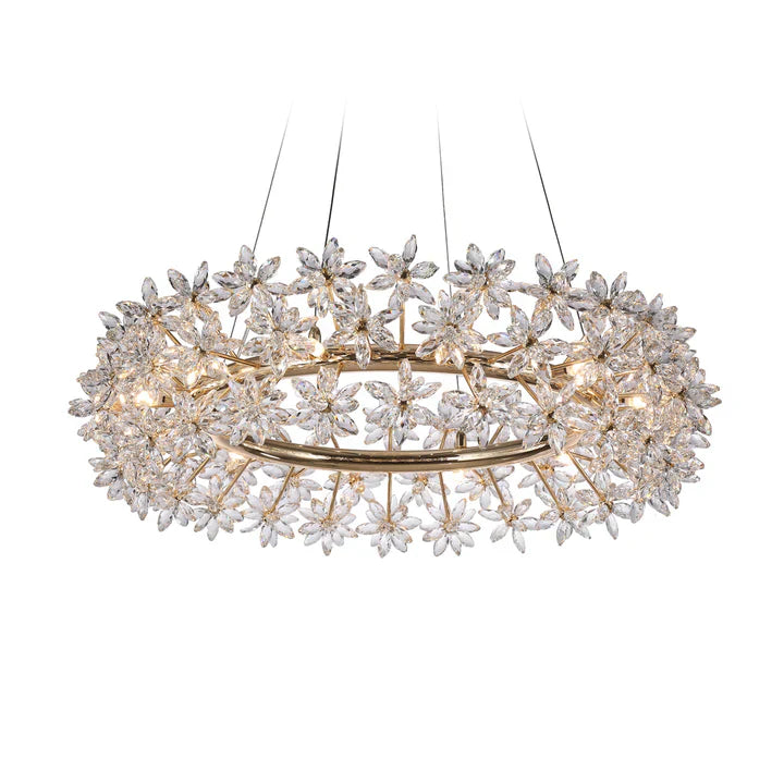 Modern Art Design Round Crystal Flower Chandelier for Bedroom/Living Room-MEET LIGHTING