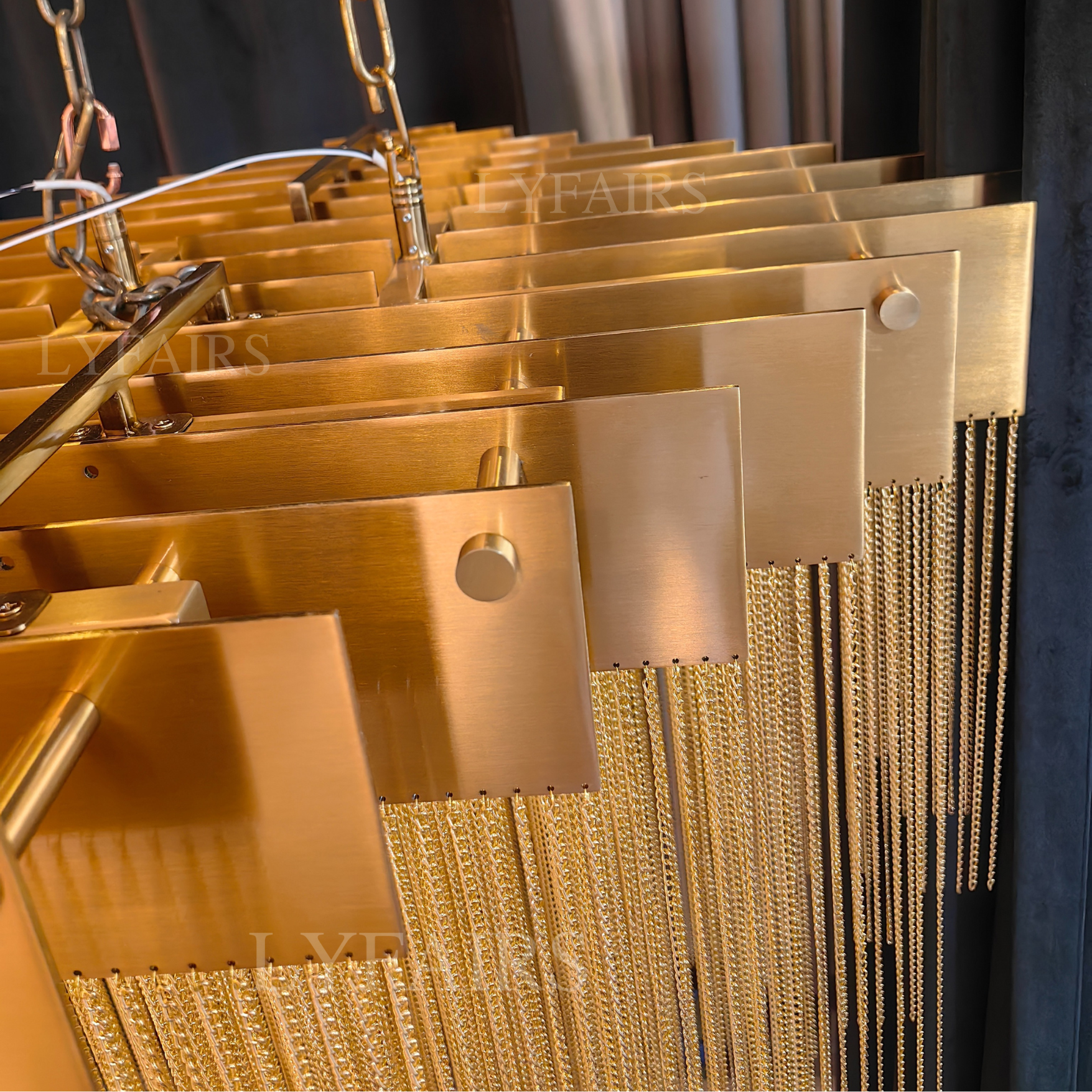 Extra Large Multi-tier Aluminum Tassel Chain Art Chandelier for Villa/Stairs/Foyer/Living Room-MEET LIGHTING