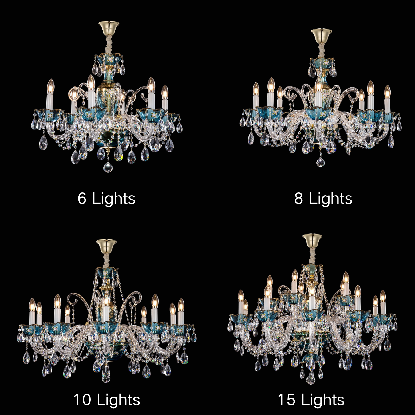 French Romantic Blue Crystal Designer Chandelier Modern Art Candle Branch Light Fixture For Bedroom/Living Room/Dining Room-MEET LIGHTING