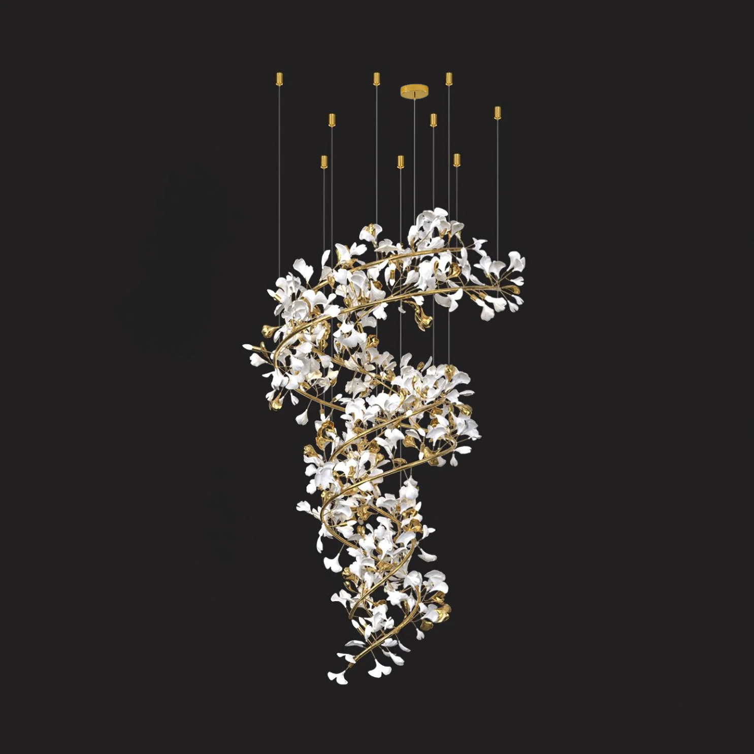 Art Design Ceramic Ginkgo Chandelier for Living Room/Staircase/Entryway/Foyer-MEET LIGHTING