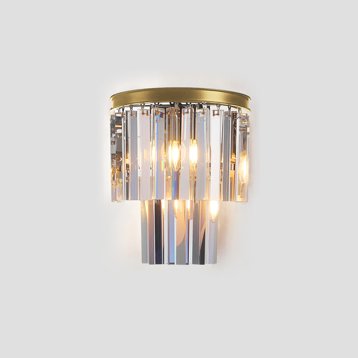 Odeom 2-Tier Crystal Semi-Round Sconce