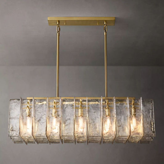 Latracy Rectangular Chandelier 49" chandeliers for dining room,chandeliers for stairways,chandeliers for foyer,chandeliers for bedrooms,chandeliers for kitchen,chandeliers for living room Rbrights Lacquered Burnished Brass  