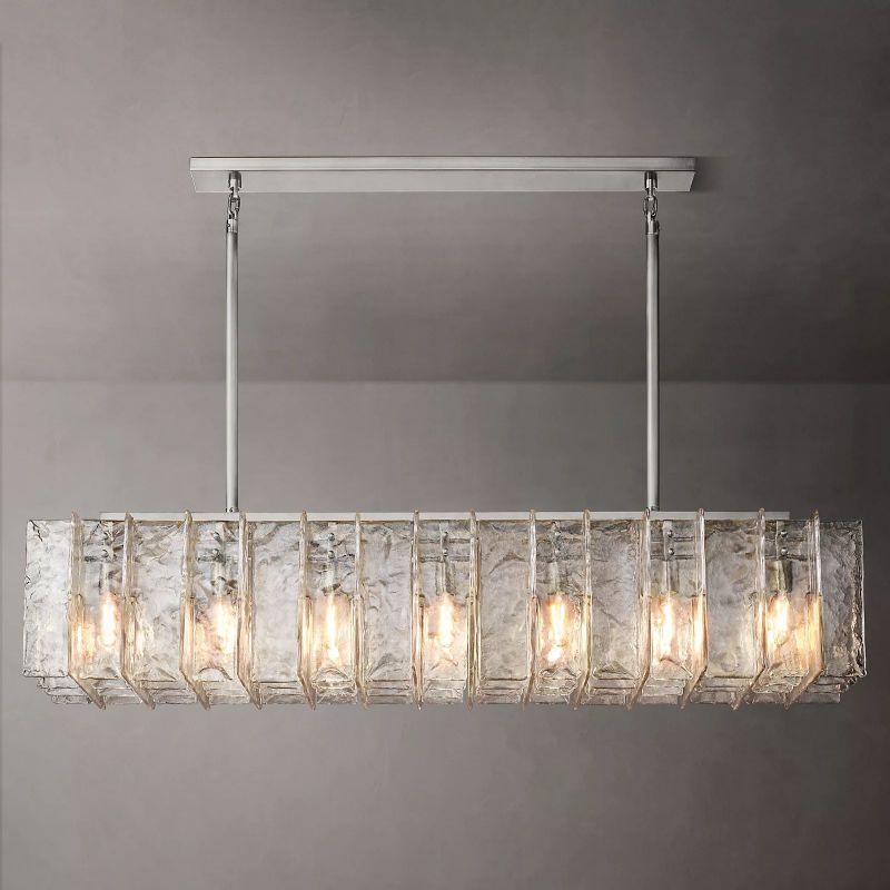 Latracy Rectangular Chandelier 67" chandeliers for dining room,chandeliers for stairways,chandeliers for foyer,chandeliers for bedrooms,chandeliers for kitchen,chandeliers for living room Rbrights Satin Nickel  